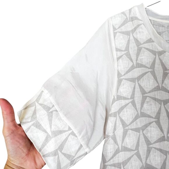 Club Voltaire Linen Linen Midi Dress Laganlook Loose Fit S/S Pockets Sz L Italy - Picture 2 of 15